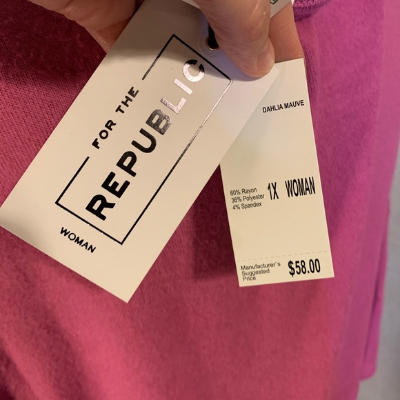 FOR THE REPUBLIC Pink Sweater V Neck Soft Long Sleeve 1X - Picture 8 of 15